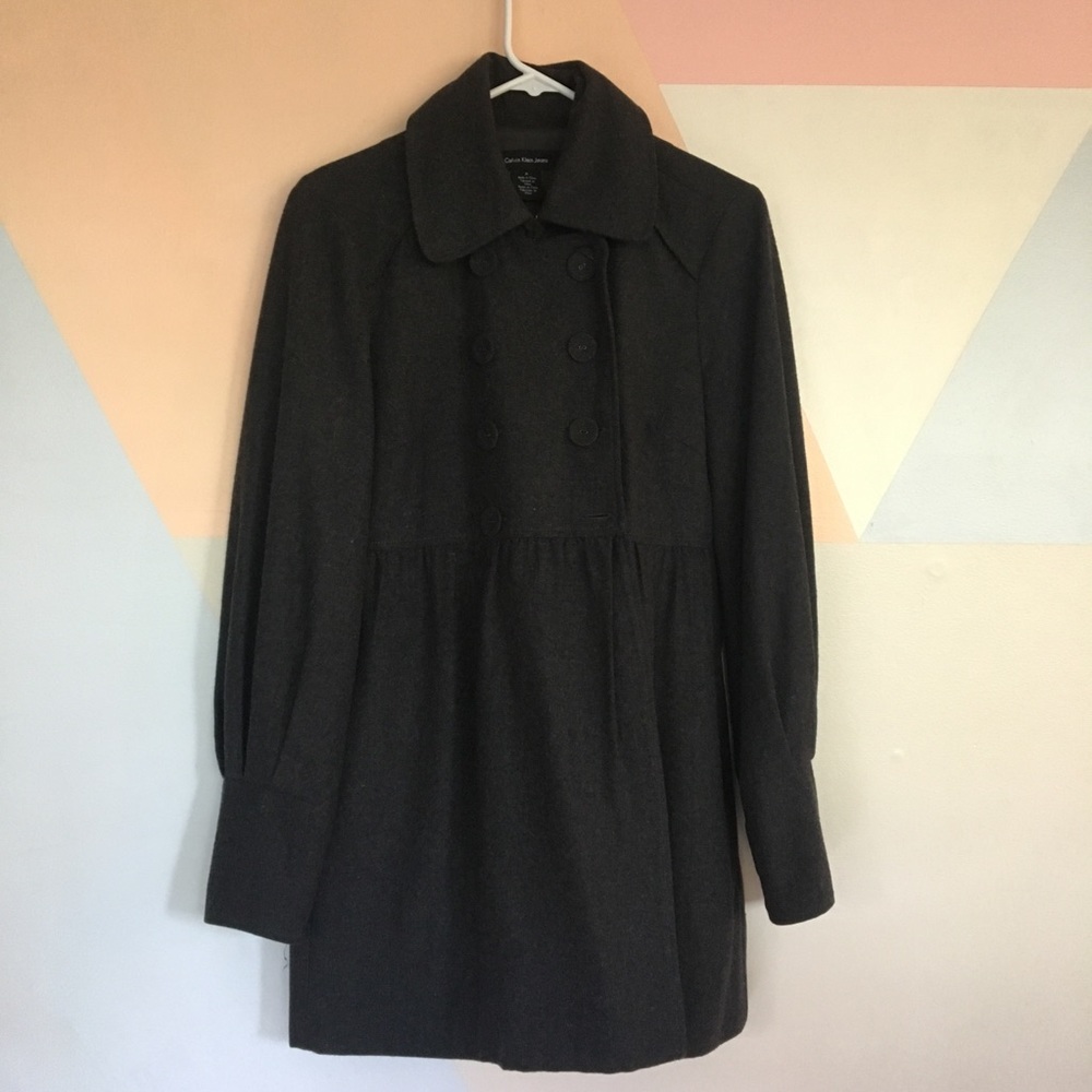 Calvin Klein Gray Wool Blend Coat Size Medium
